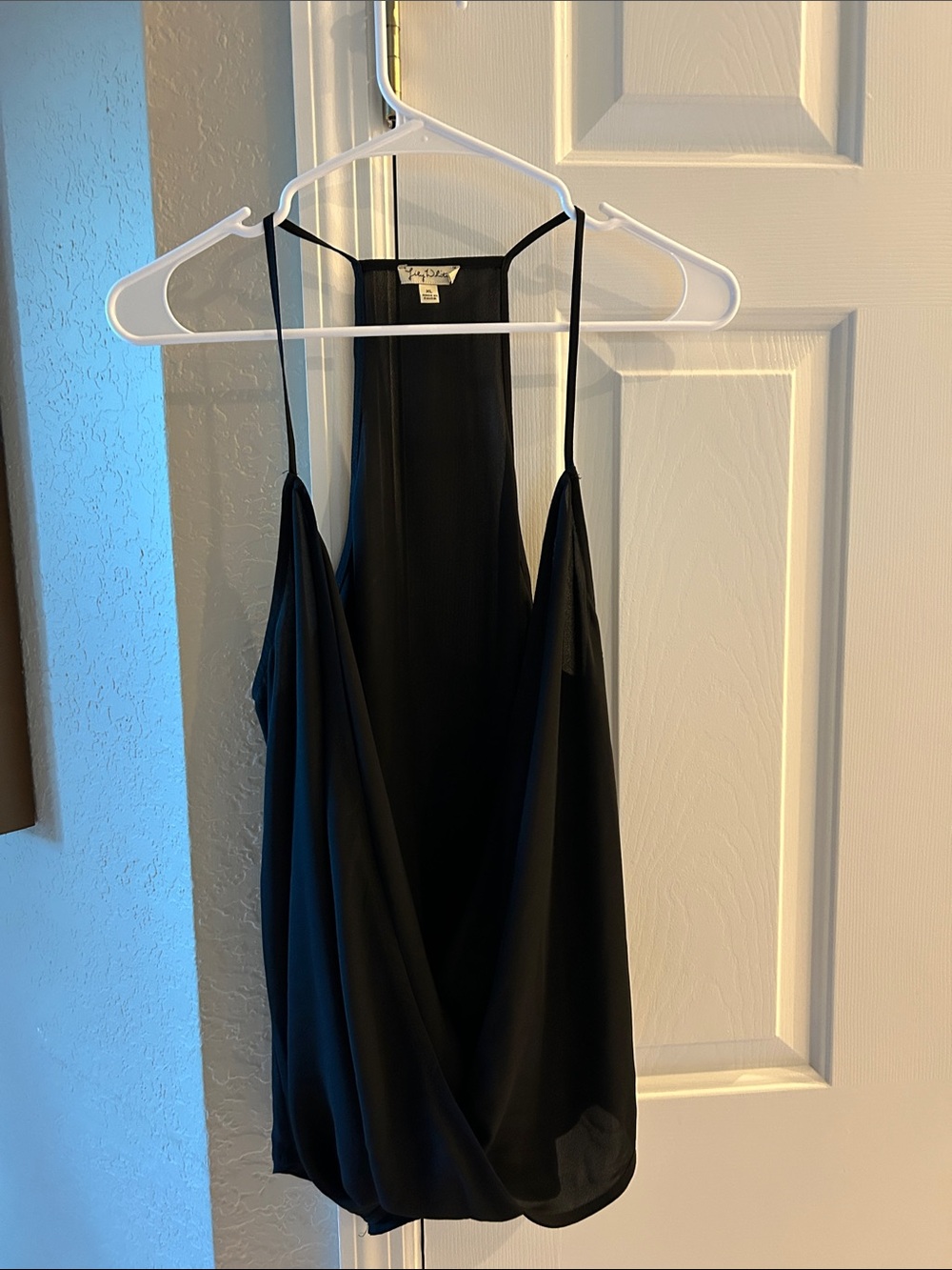 Lily White Black Draped Halter Cami